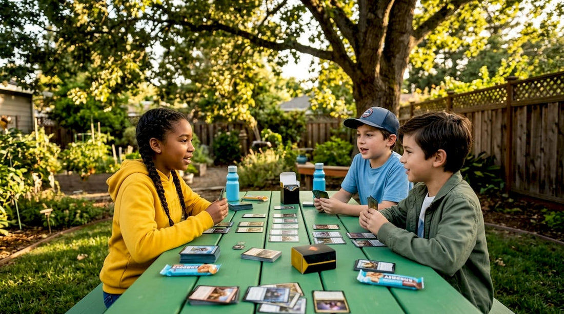 Children playing and learning with trading cards
