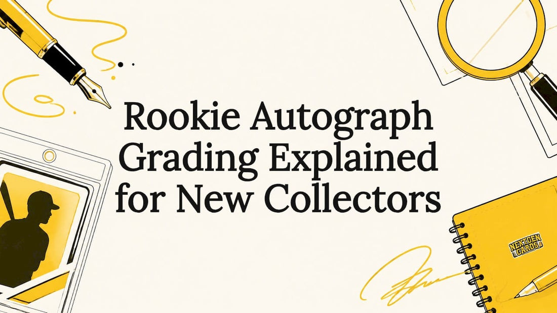 Decorative title card illustration for autograph grading