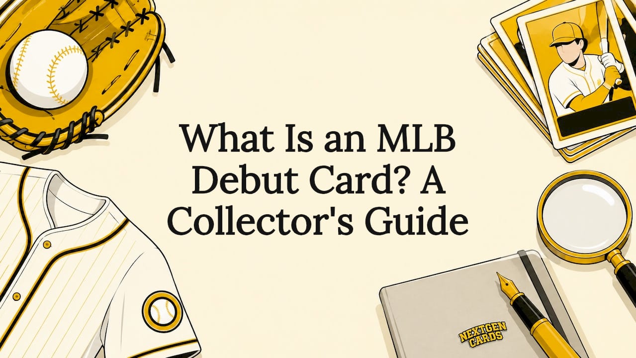 Illustrated editorial title card for MLB debut card article