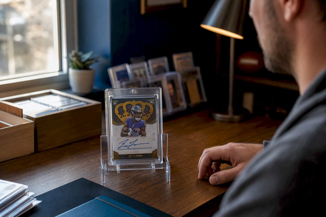 Premium card in acrylic display with toploader
