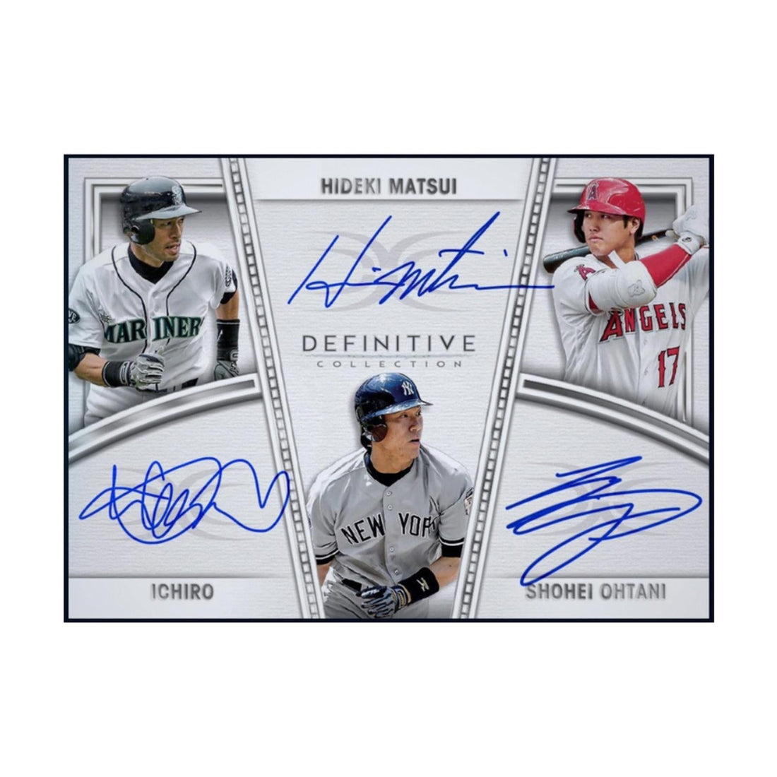 2023 Shohei Ohtani Ichiro & Hideki Matsui- Topps Definitive Triple Autograph Rare Redemption Card (Free Shipping)