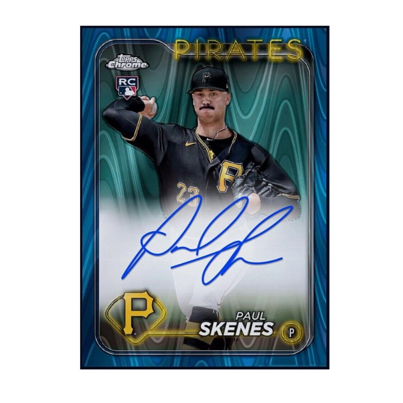 2024 Paul Skenes Topps Chrome Update Blue Raywave Autograph Rookie RC Rare Redemption Card (Free Shipping)