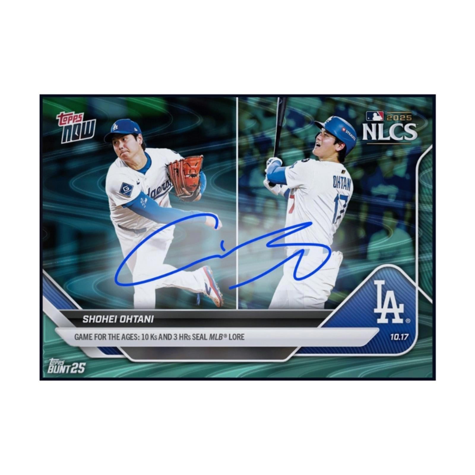 2025 Shohei Ohtani Topps Now NLCS 10ks & 3 HR's Autograph Rare Redemption Card (Free Shipping)