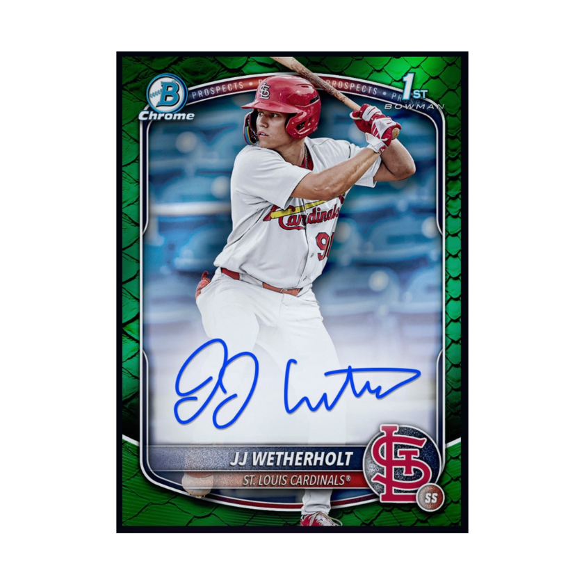 2026 JJ Wetherholt - Topps Bowman Green Chrome Prospect Signature Rookie RC Rare Redemption Card (Free Shipping)