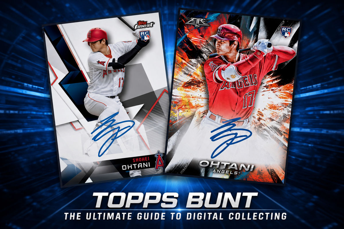 Shohei Ohtani Topps rookie autograph cards featured in a Topps BUNT digital collecting guide graphic