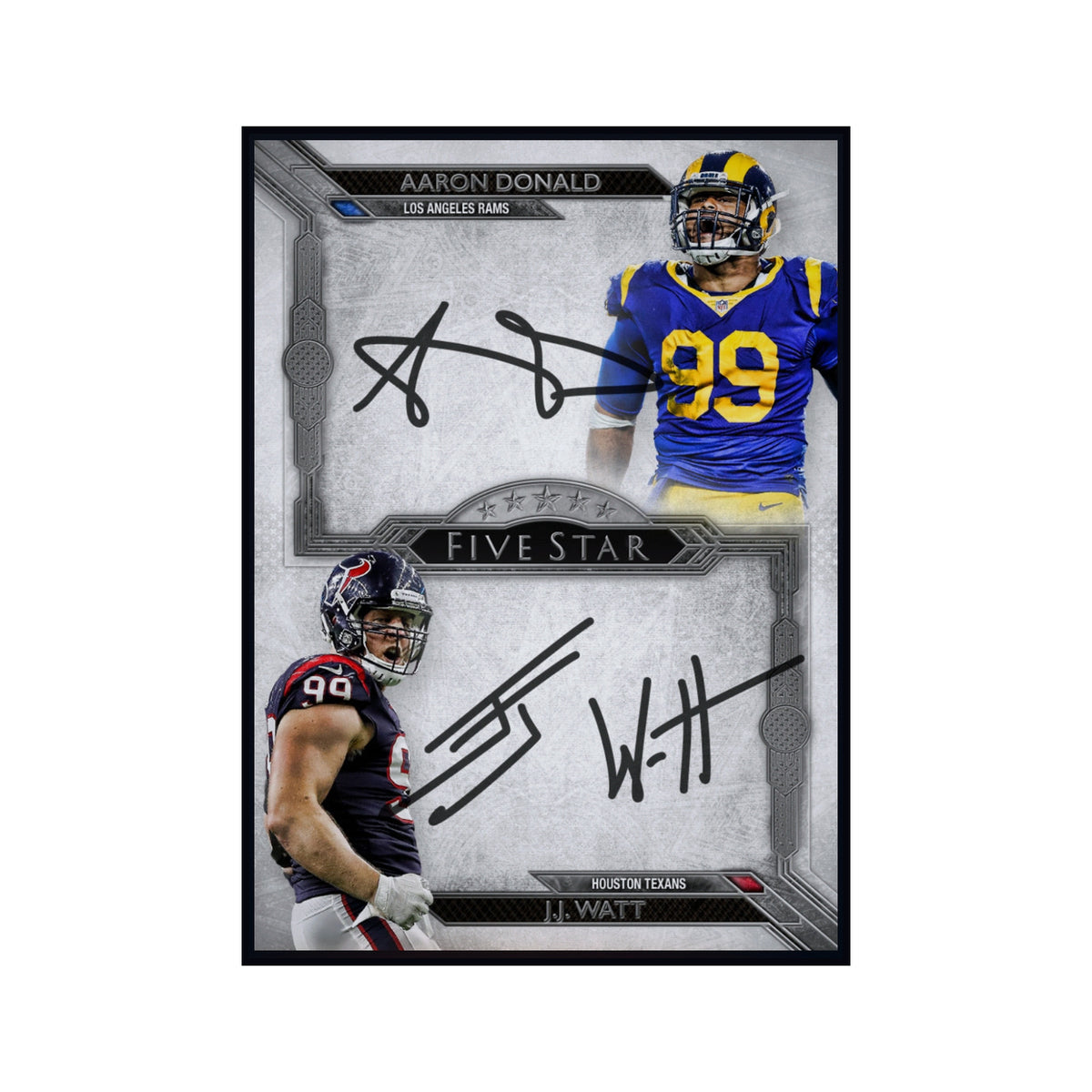 2018 Aaron Donald & JJ Watt - Topps Five Star Dual Autograph Rare Redemption Card (Free Shipping) — smaller card presentation