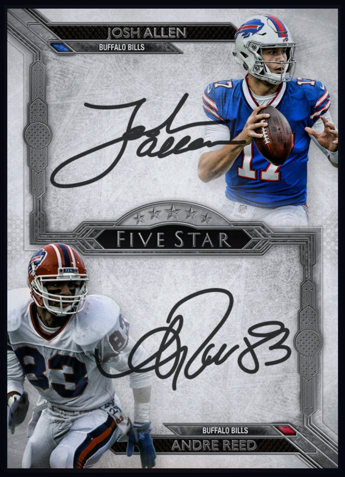 2018 Josh Allen & Andre Reed - Topps Five Star Dual Autograph Rare Redemption Card (Free Shipping) — larger card detail