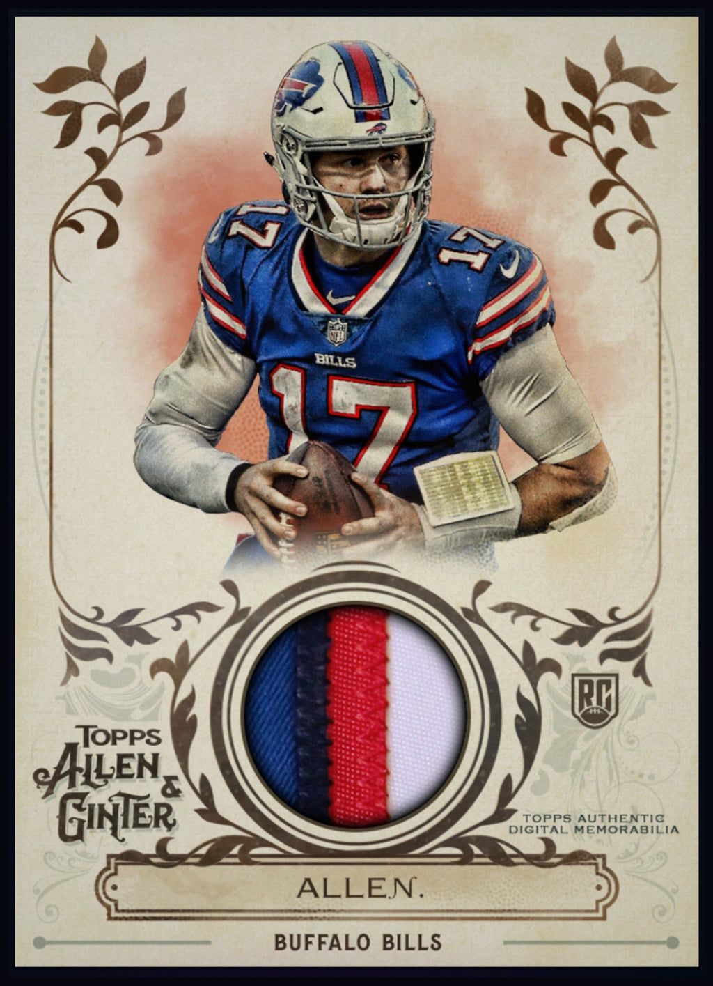 2018 Josh Allen - Topps Allen & Ginter Jersey Patch Rookie RC Rare Redemption Card (Free Shipping) — larger card detail
