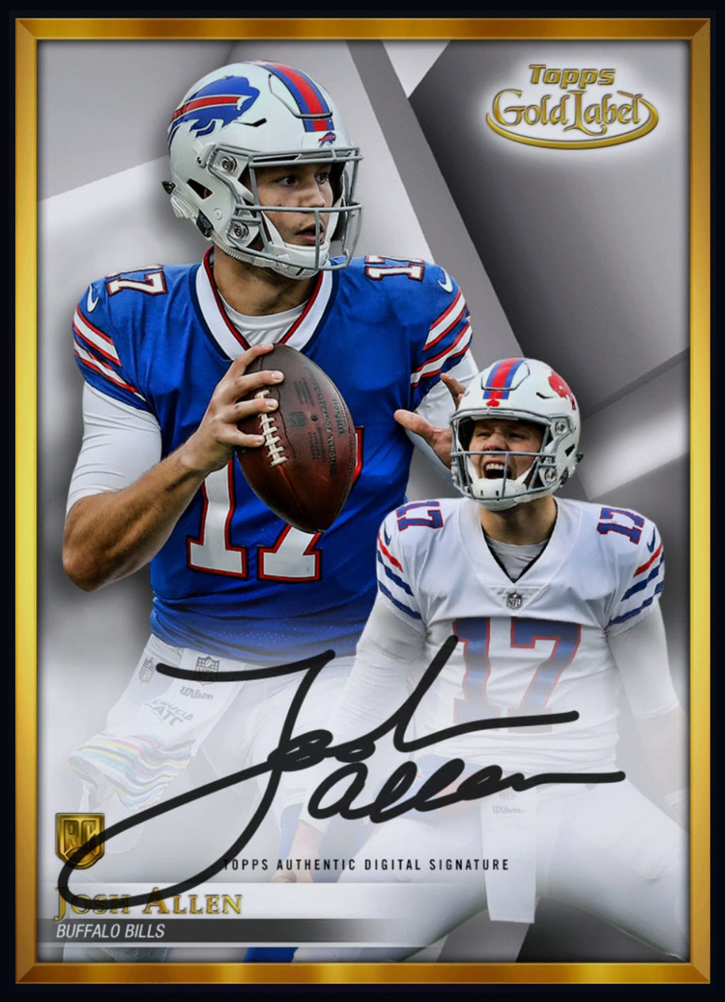 2018 Josh Allen - Topps Gold Label Autograph Rookie RC Rare Redemption Card (Free Shipping) — larger card detail