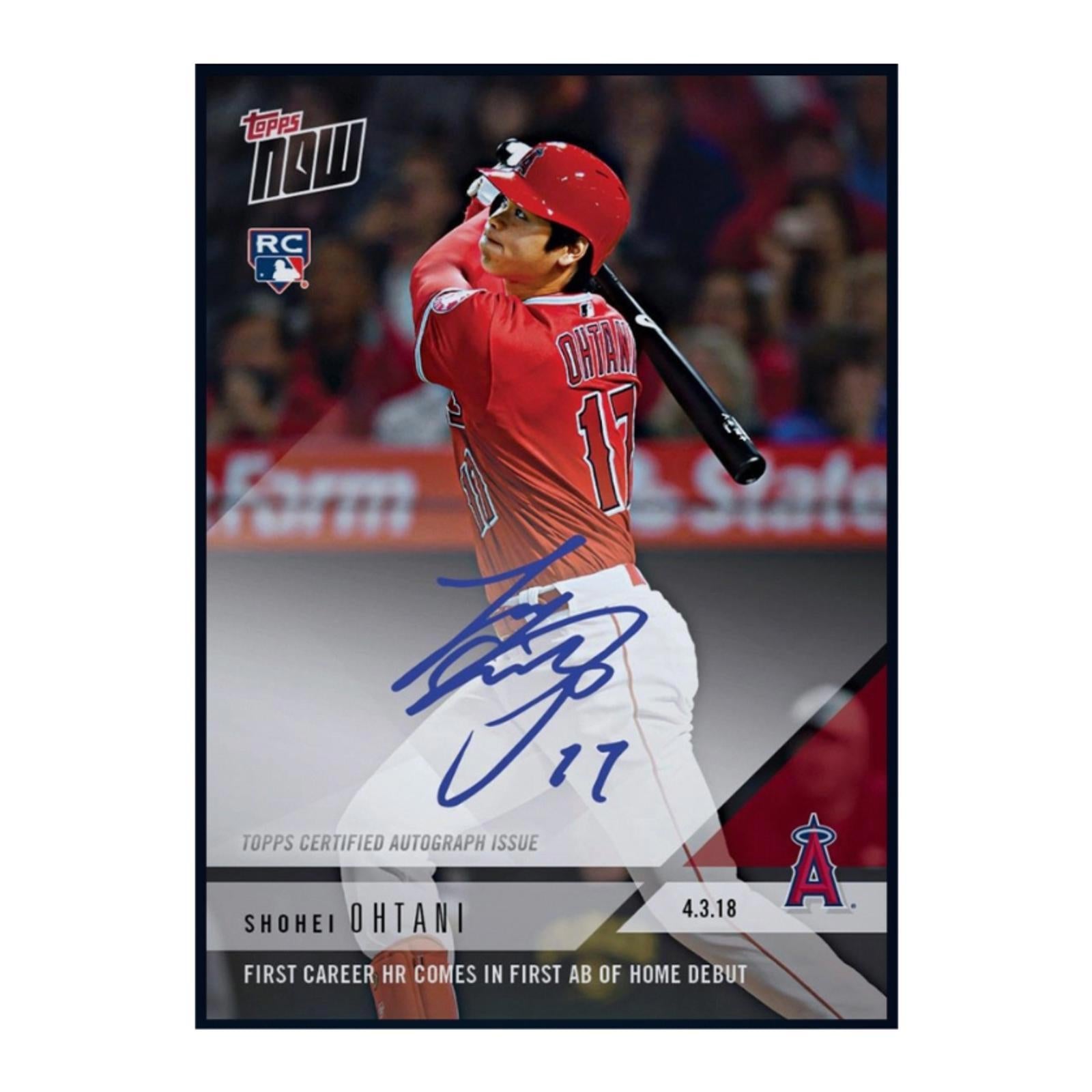 Next Day Free Shipping Rare 2018 Shohei Ohtani Topps Now First Career HR Autograph Rookie RC Authentic MLB Collectible Shipped From USA.