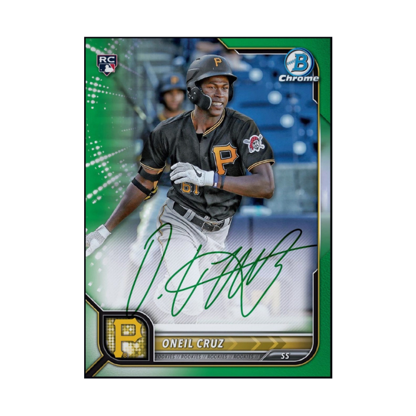 2022 Oneil Cruz Topps Bowman Chrome Autograph Rookie RC Rare Card Close Up