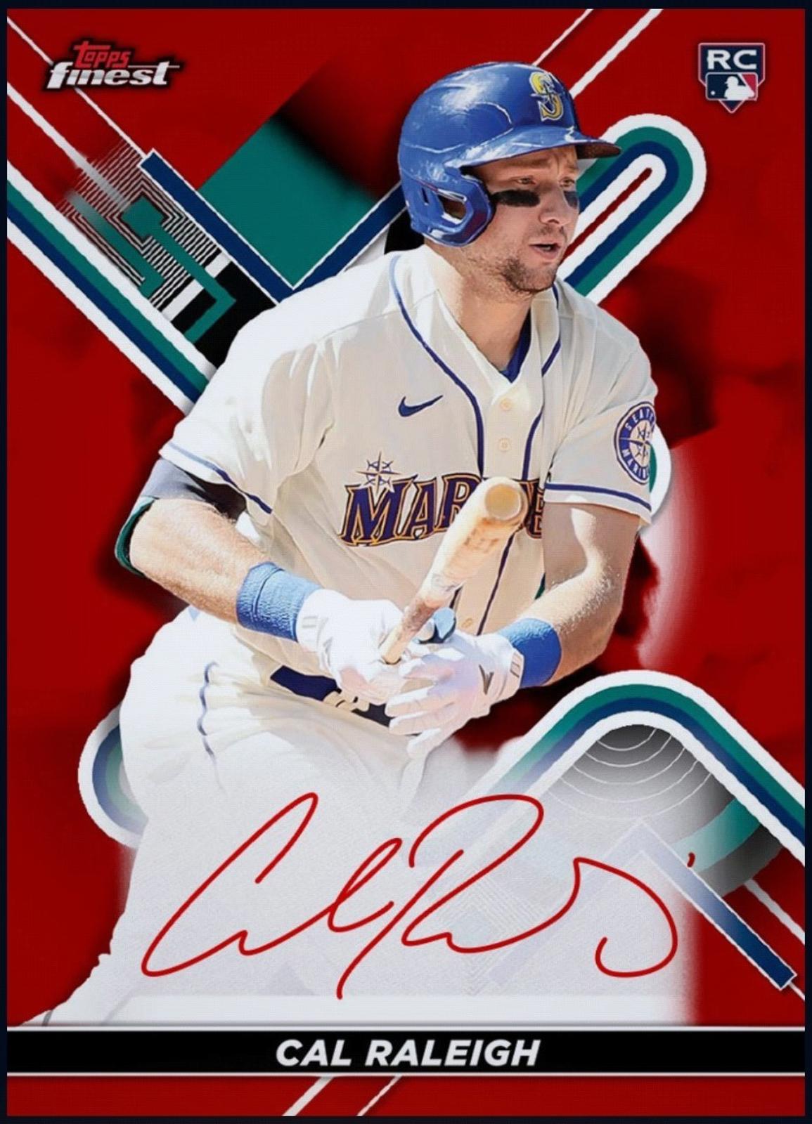 Next Day Free Shipping Rare 2022 Cal Raleigh Topps Finest Rookie Red Autograph RC Card – Authentic Topps Collectible for Fans & Collectors