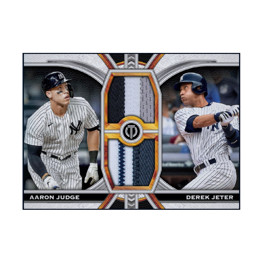 topps 2023 rare cards 2023 Aaron Judge Derek Jeter Topps Tribute Dual Jersey Patch Card – Next Gen Cards LLC