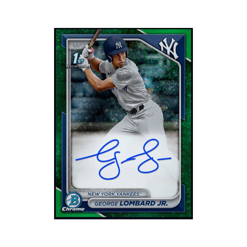 2024 George Lombard Jr Topps 1st Bowman Chrome Prospect Green Autograph Rookie RC Rare Redemption Card