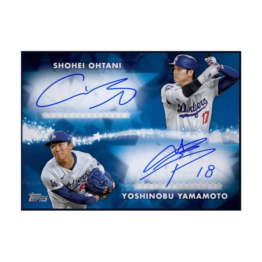 2024 Topps Baseball Stars Dual Autograph Rookie RC Rare Card featuring Shohei Ohtani and Yoshinobu
