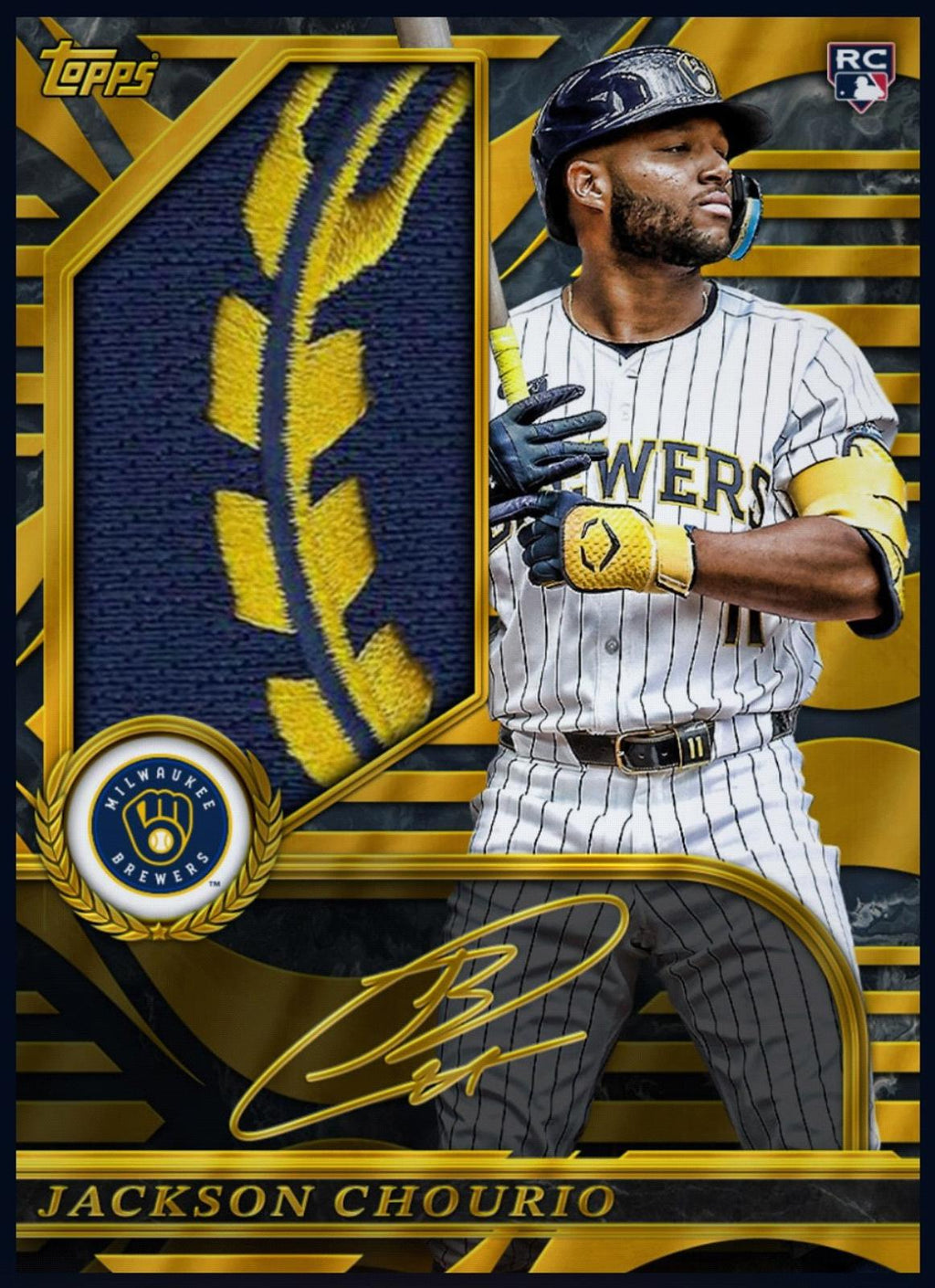 Next Day Free Shipping Rare 2024 Jackson Chourio Topps Standouts Rookie Patch Autograph RPA RC Card – Authentic Topps Collectible for Fans & Collectors