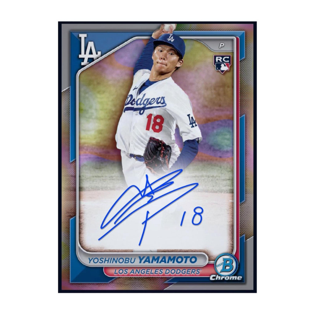 Next Day Free Shipping Rare 2024 Topps Bowman Chrome Refractor Yoshinobu Yamamoto Autograph Rookie RC Card – Shipped from USA