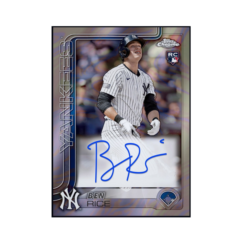 Front Of 2025 Ben Rice Topps Chrome Autograph Rookie Card