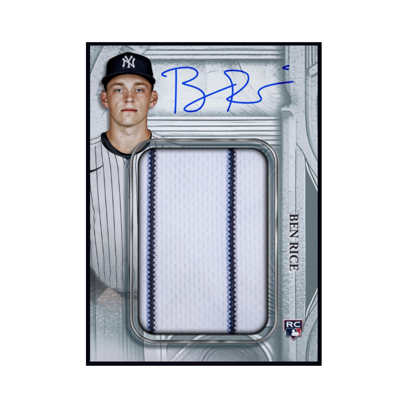 Front of 2025 Ben Rice Topps Sterling rookie patch autograph card