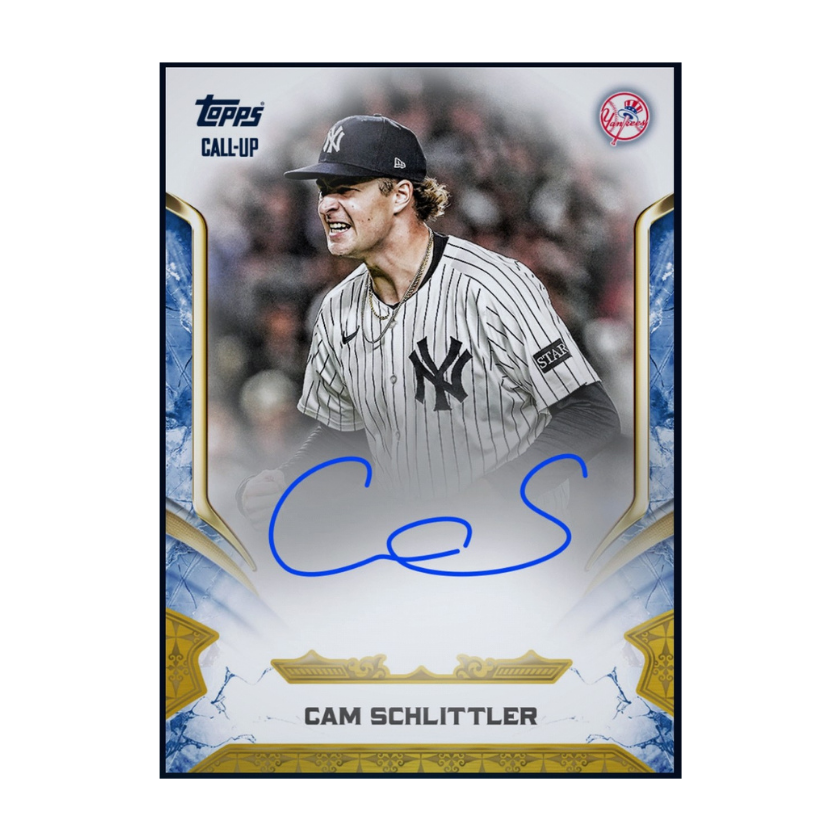 2025 Topps Reverence Autograph Rookie RC Rare Card featuring Cam Schlittler of the New York Yankees