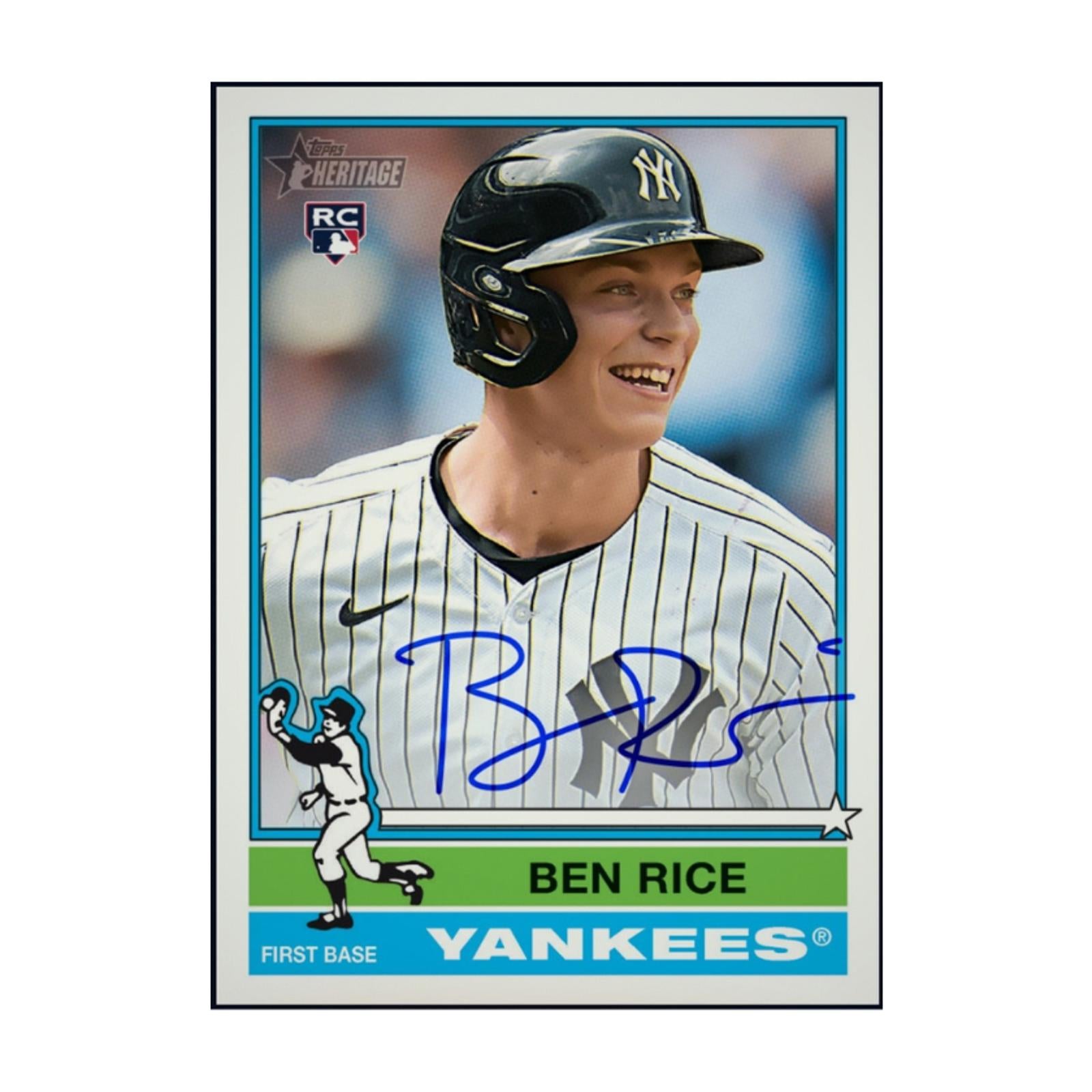 Next Day Free Shipping Rare 2025 Topps Heritage Ben Rice Rookie RC Autograph Authentic MLB Collectible