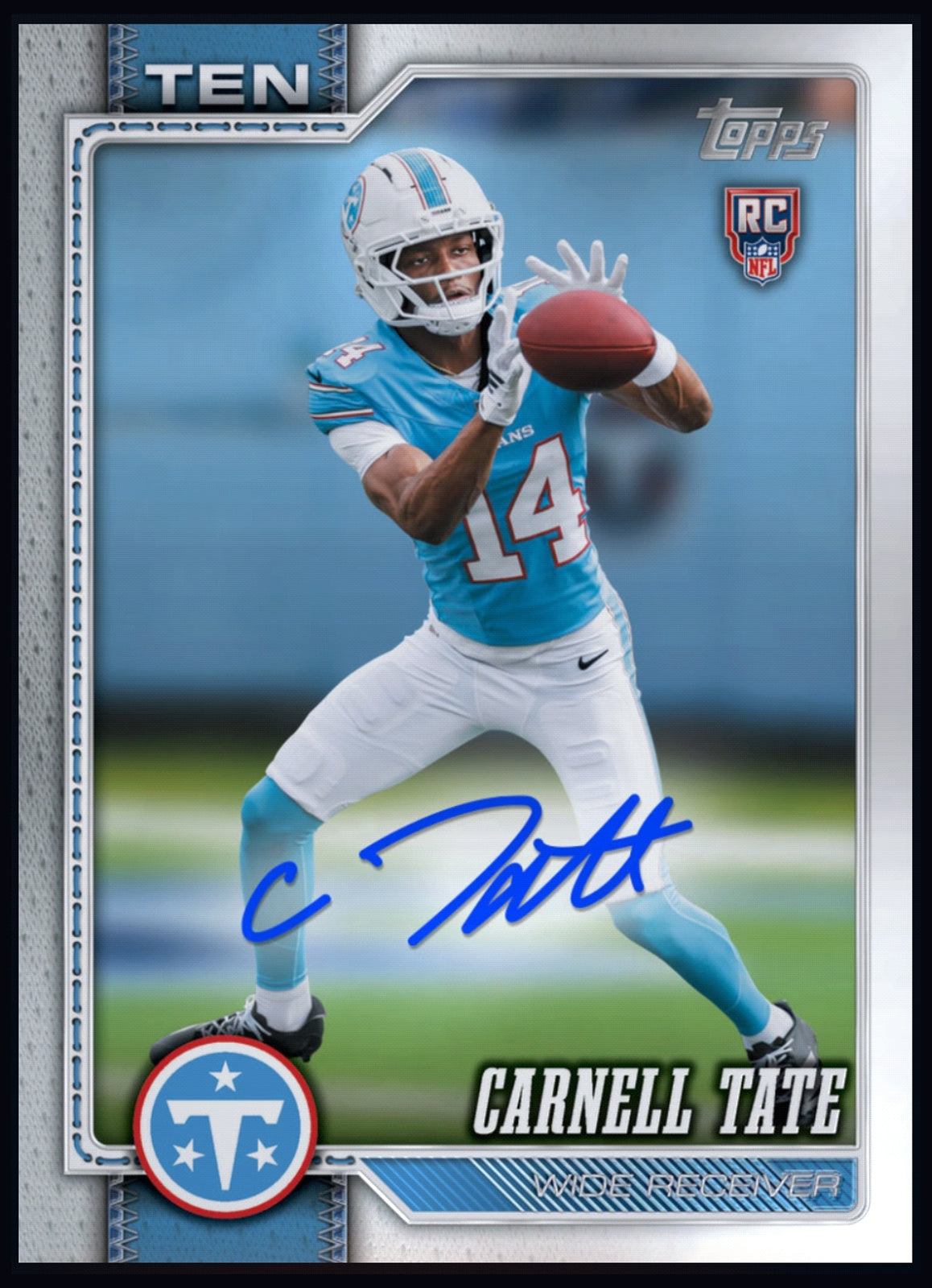 2026 Carnell Tate - Topps Flagship Football Autograph Rookie RC Rare Redemption Card (Free Shipping) — larger card detail