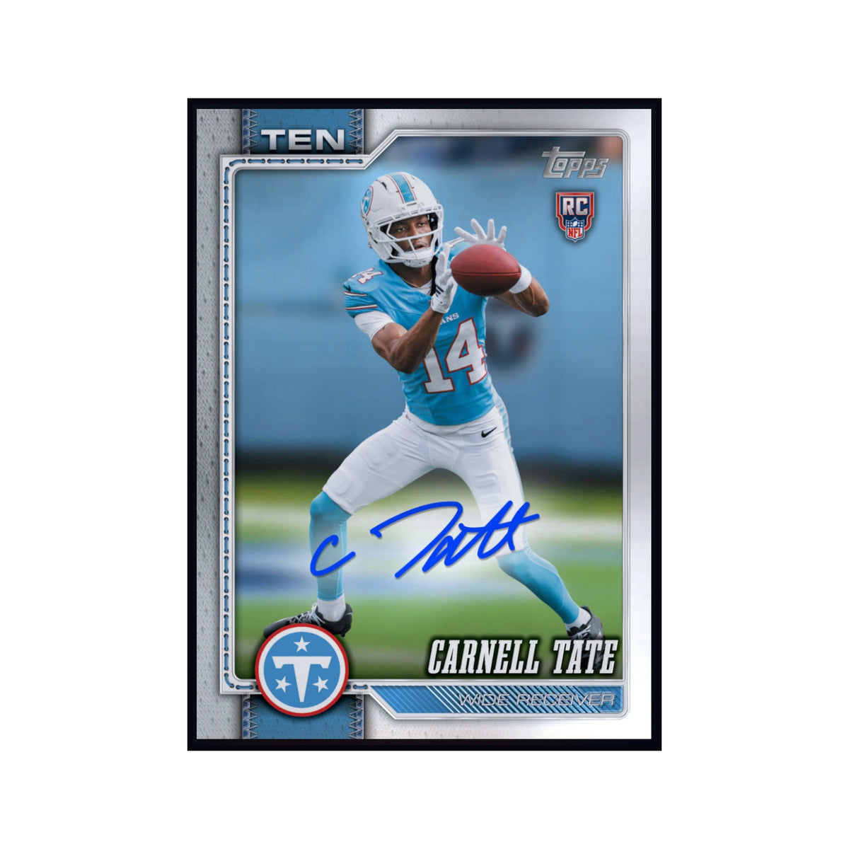 2026 Carnell Tate - Topps Flagship Football Autograph Rookie RC Rare Redemption Card (Free Shipping) — smaller card presentation