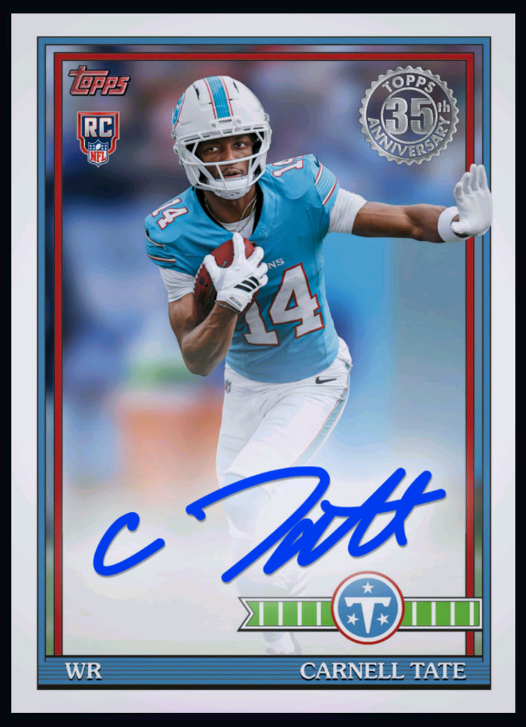 2026 Carnell Tate - Topps NFL 1991 Topps Rookie Autograph RC — larger card detail