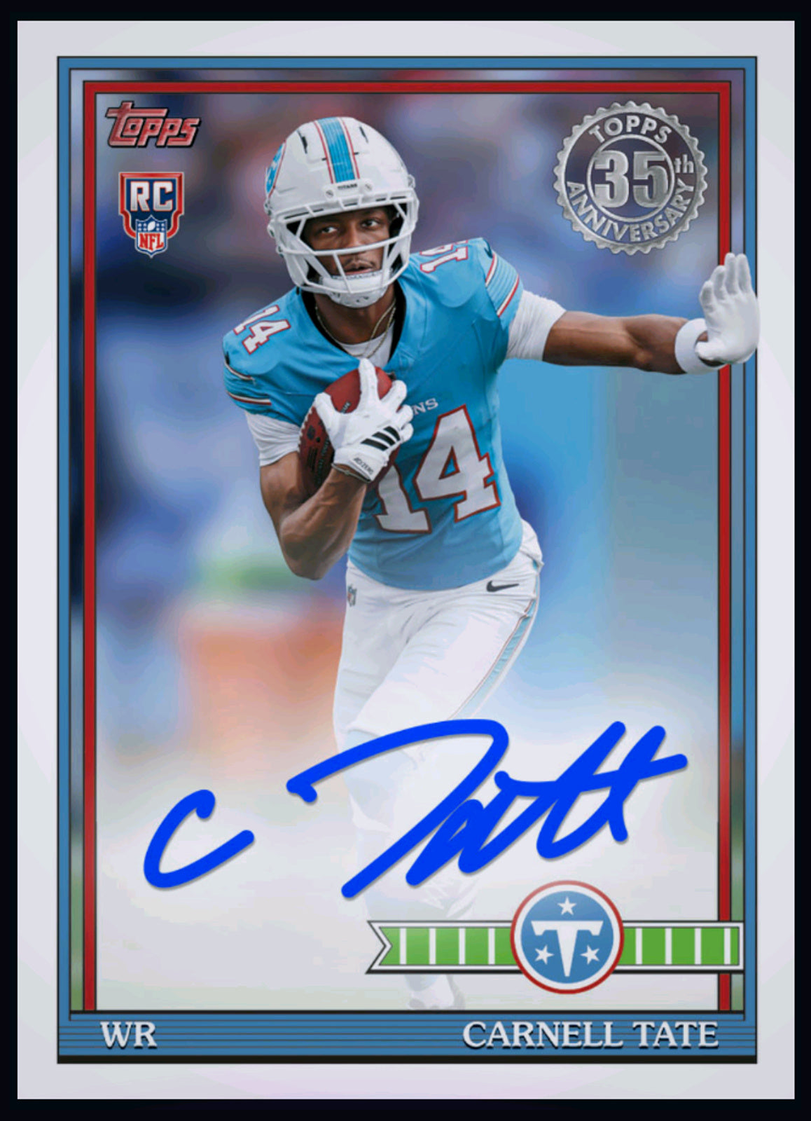 2026 Carnell Tate - Topps NFL 1991 Topps Rookie Autograph RC — larger card detail