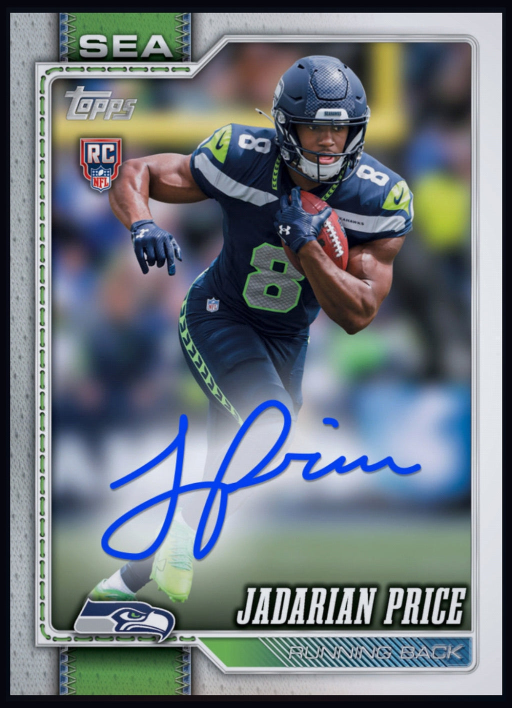 2026 Jadarian Price - Topps Flagship Football Autograph Rookie RC Rare Redemption (Free Shipping) — larger card detail