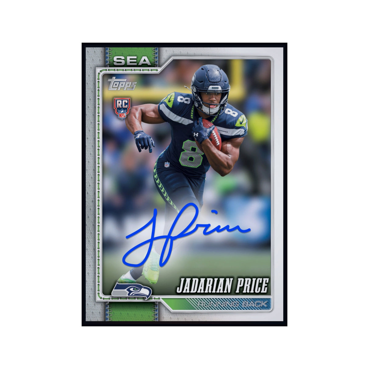 2026 Jadarian Price - Topps Flagship Football Autograph Rookie RC Rare Redemption (Free Shipping) — smaller card presentation