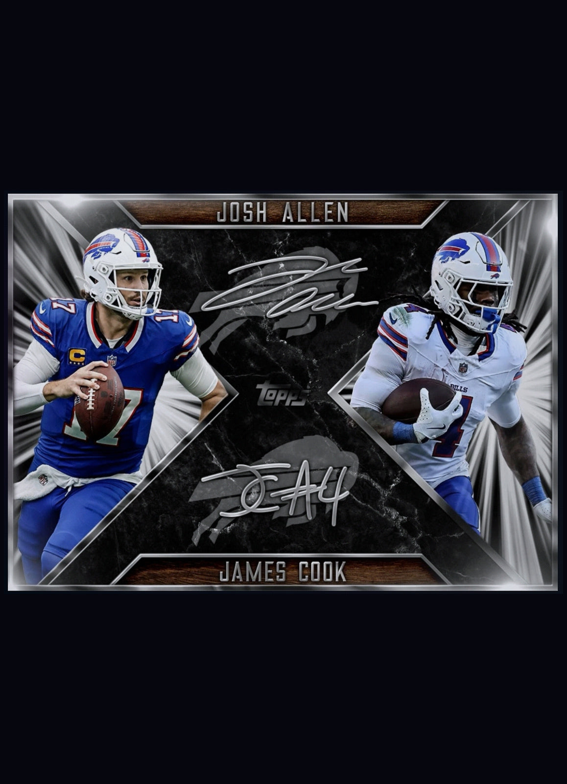 2026 Josh Allen: James Cook - Topps Dual Signature Series Rookie Autograph RC Rare — larger card detail