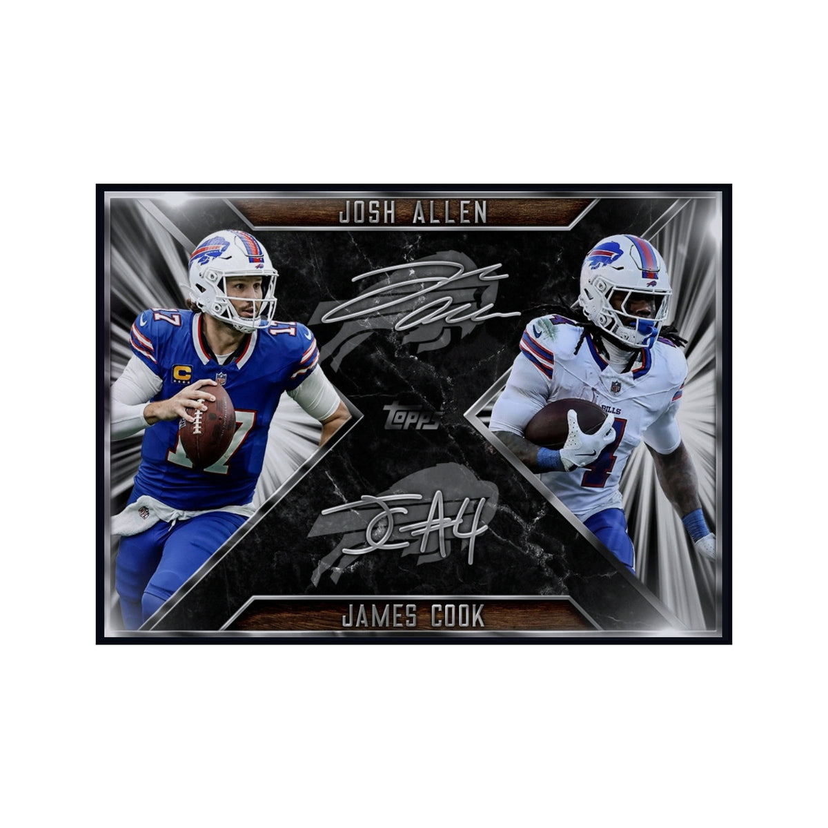 2026 Josh Allen: James Cook - Topps Dual Signature Series Rookie Autograph RC Rare — smaller card presentation