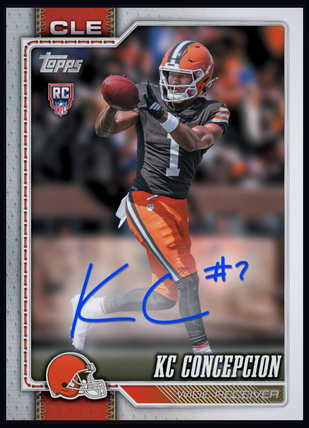 2026 KC Concepcion - Topps Flagship Football Autograph Rookie RC Rare Redemption Card (Free Shipping) — larger card detail