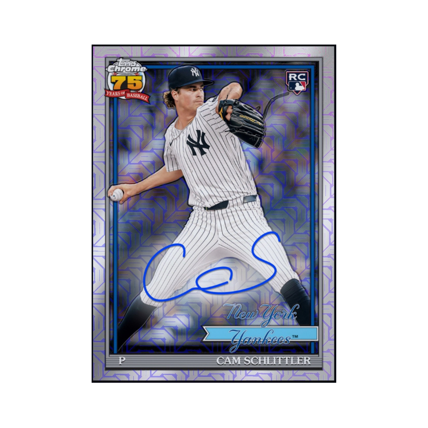 Front Of 2026 Cam Schlittler Topps 1991 Baseball Autograph Rookie RC Redemption Card