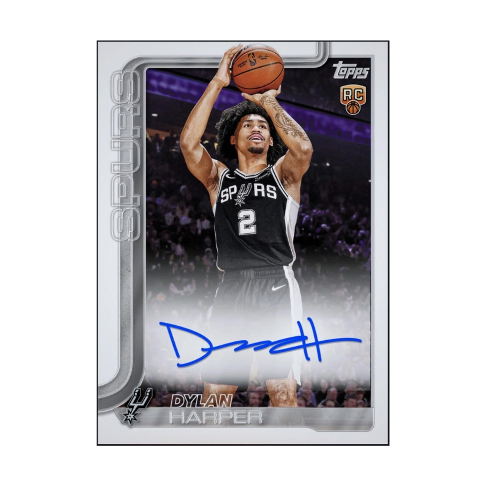 Front view of the 2026 Dylan Harper Topps Flagship Rookie Autograph Rare RC card featuring autograph design.