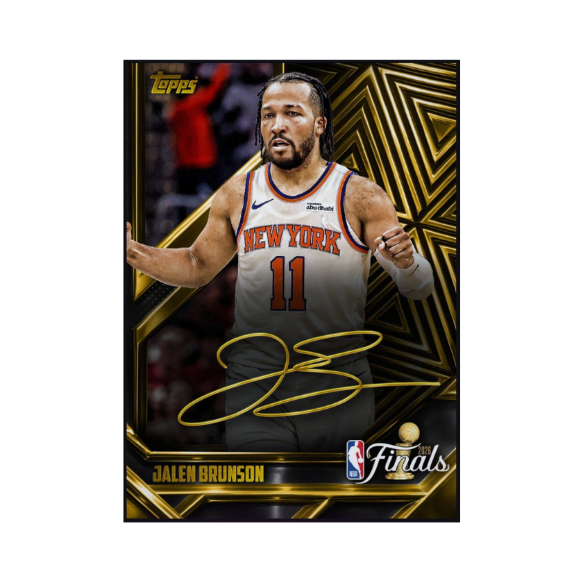Jalen Brunson featured as the King of New York on a 2026 Champions autograph collectible available through a physical redemption card.