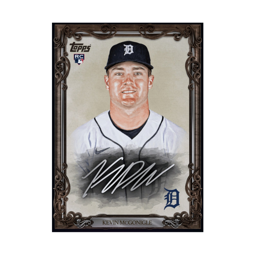 Front of 2026 Kevin McGonigle Topps Portraits Autograph rookie redemption card