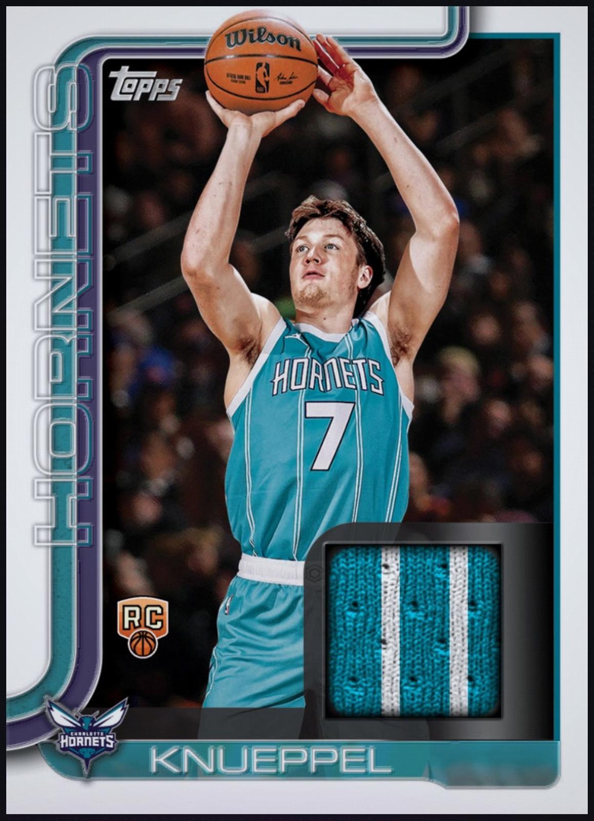 2026 Kon Knueppel Topps Flagship Rookie Jersey Patch RC Redemption Card showing card information.