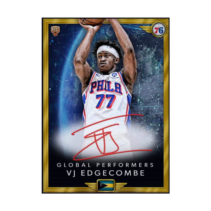 Next Day Free Shipping & Shipped from USA 2026 VJ Edgecombe Topps Global Performers Autograph Rookie Rare RC Card.
