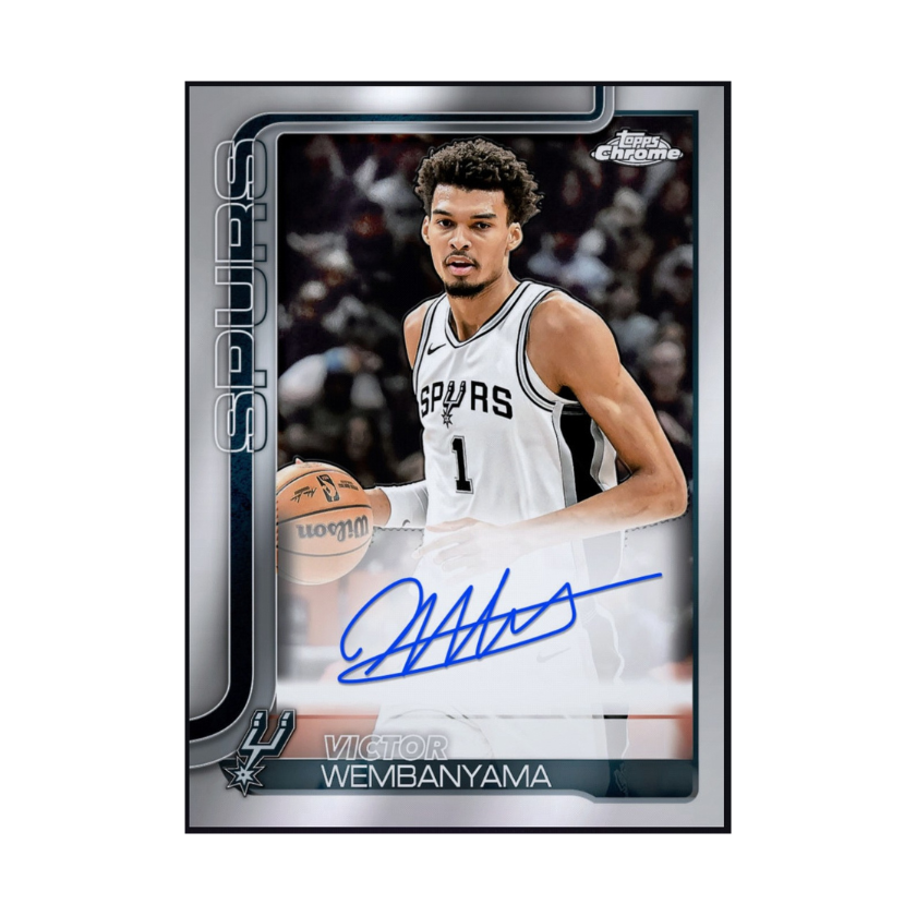 Front of 2026 Victor Wembanyama Topps Chrome Autograph redemption card