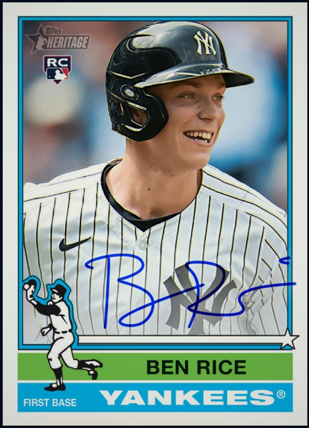 Rare Ben Rice 2022 Topps Heritage Rookie RC Autograph Card With Free Shipping Authentic MLB Memorabilia