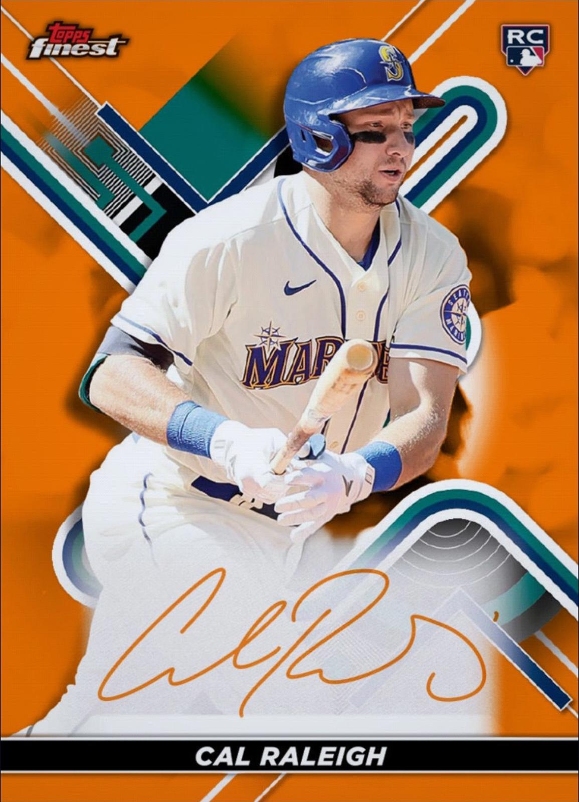 Rare Cal Raleigh 2022 Topps Finest Rookie RC Autograph Card With Free Shipping Authentic MLB Memorabilia