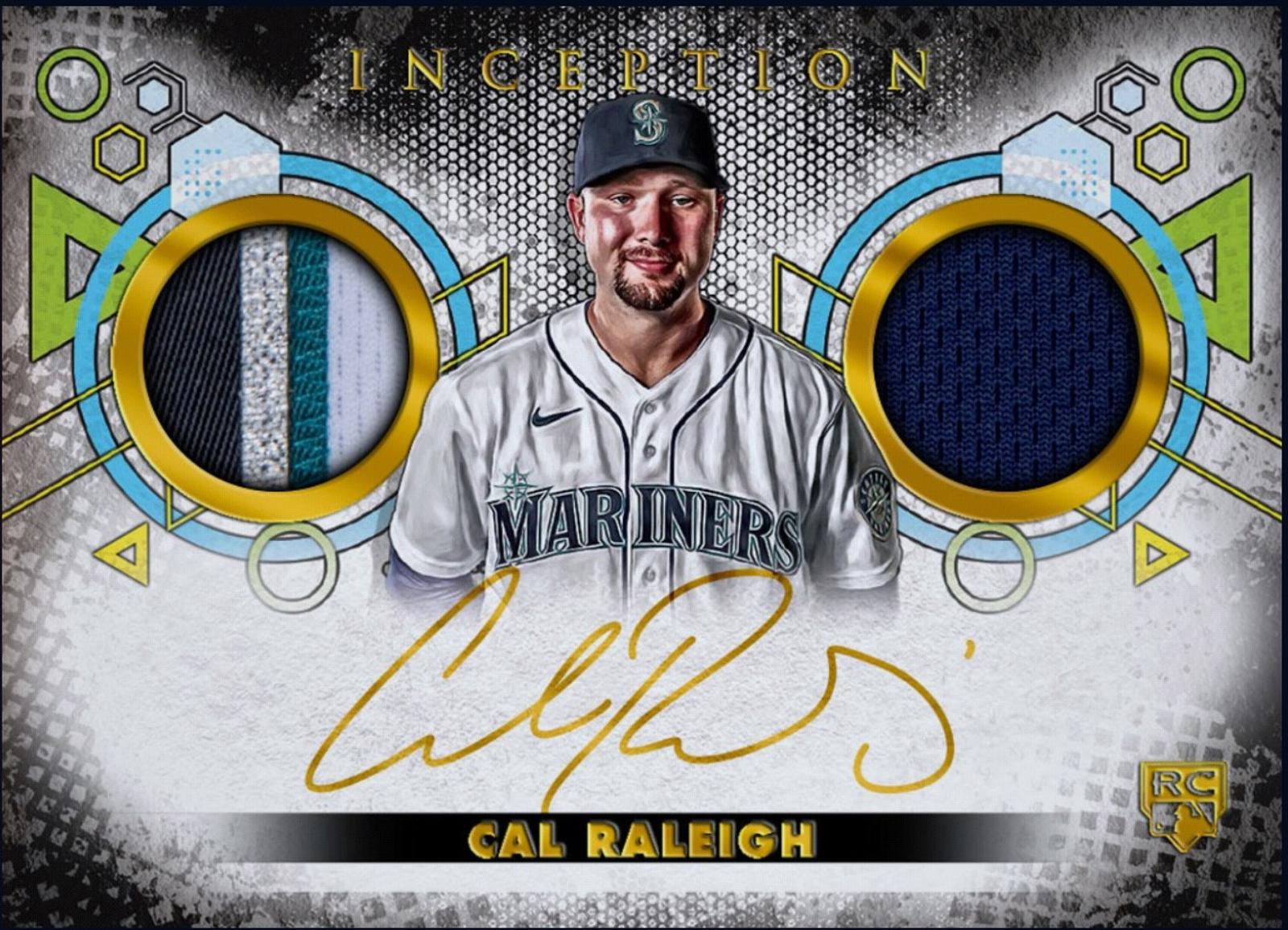 Rare Cal Raleigh 2022 Topps Inception Rookie RC Autograph Relic Card With Free Shipping Authentic MLB Memorabilia