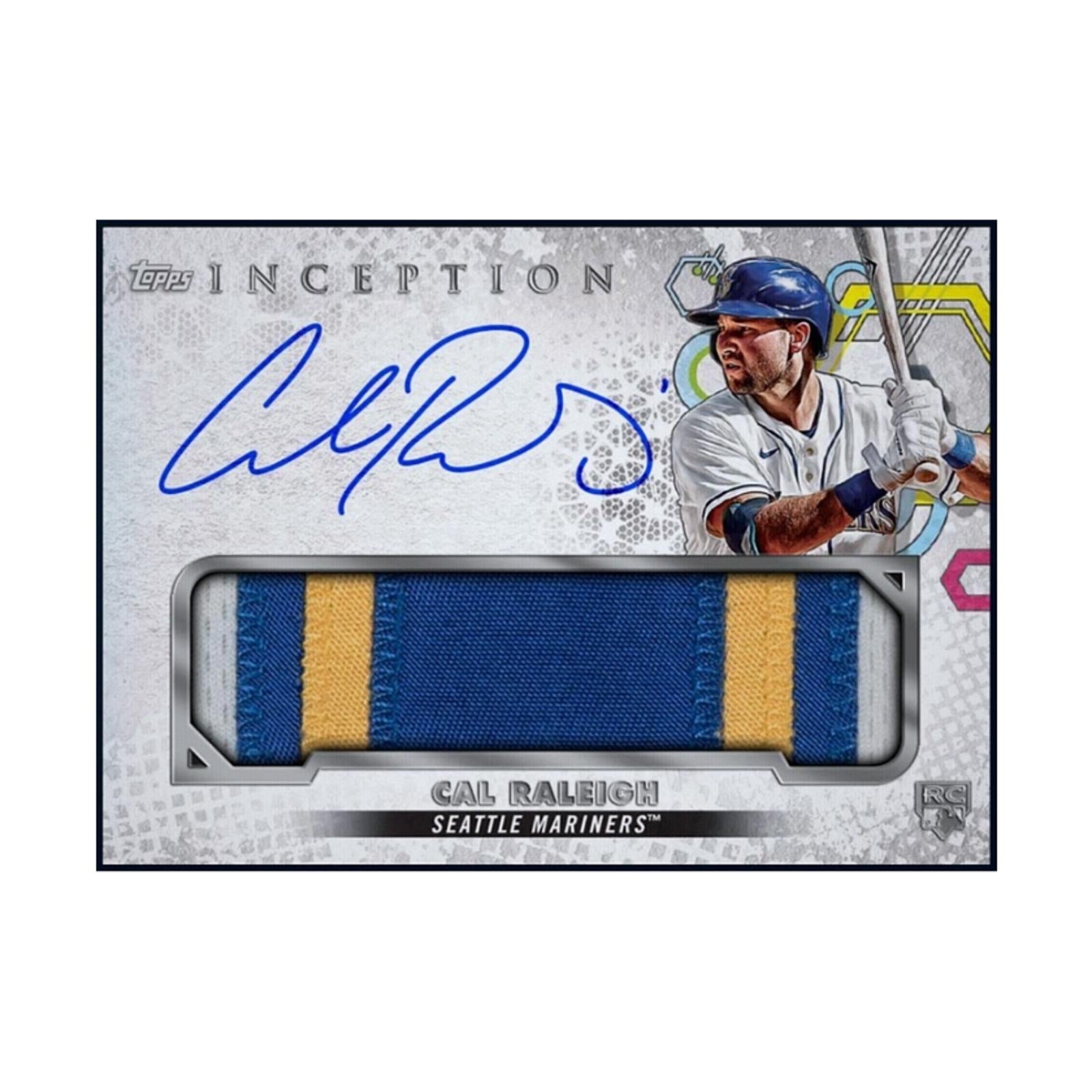 2022 Topps Inception Autograph Relic Rookie RC Card Featuring Cal Raleigh – Rare MLB Collectible With Signature And Patch