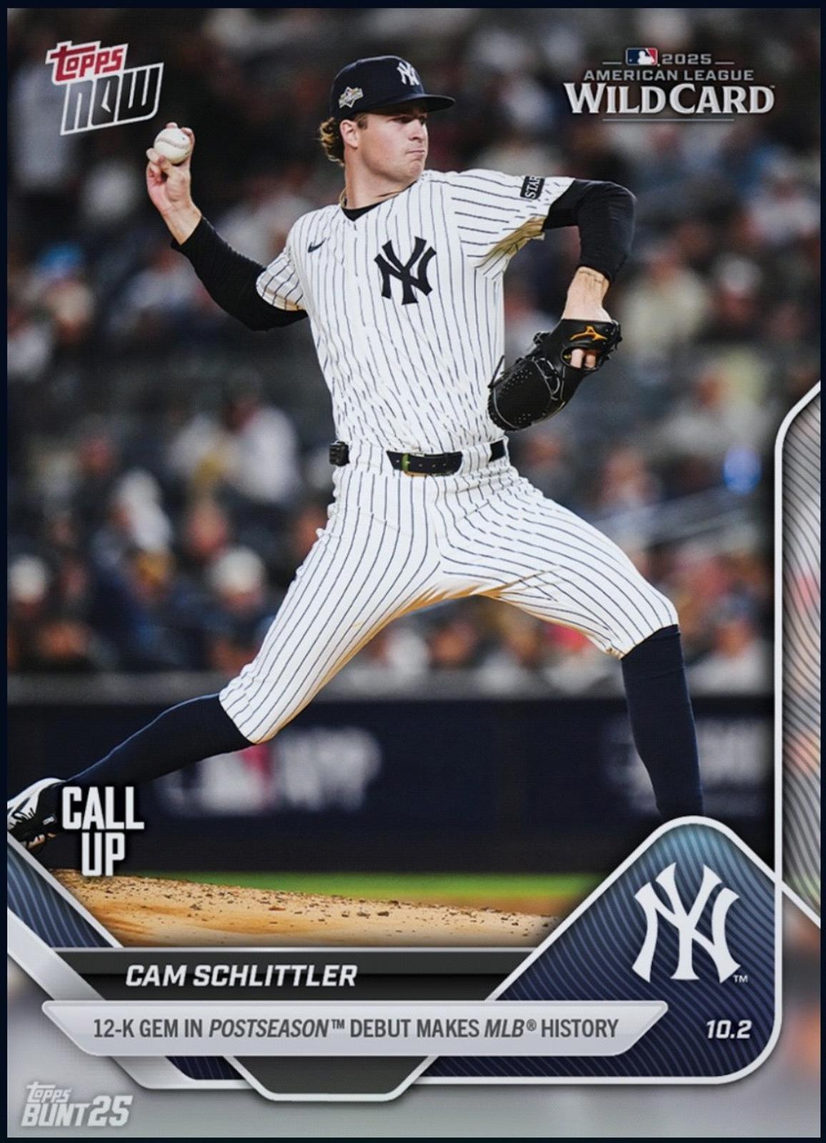 Rare Cam Schlittler 2022 Topps Now 12-K Gem in Postseason Rookie RC Card With Free Shipping Authentic MLB Memorabilia