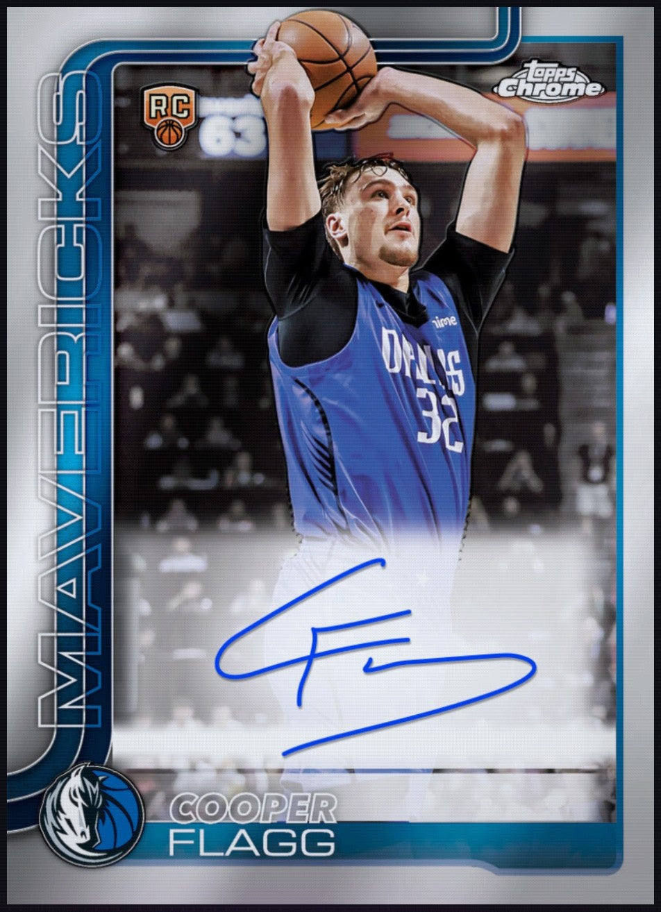 Next Day Free Shipping & Shipped from USA Cooper Flagg 2026 Topps Chrome Series 1 Autograph Rookie Rare RC Redemption Card.