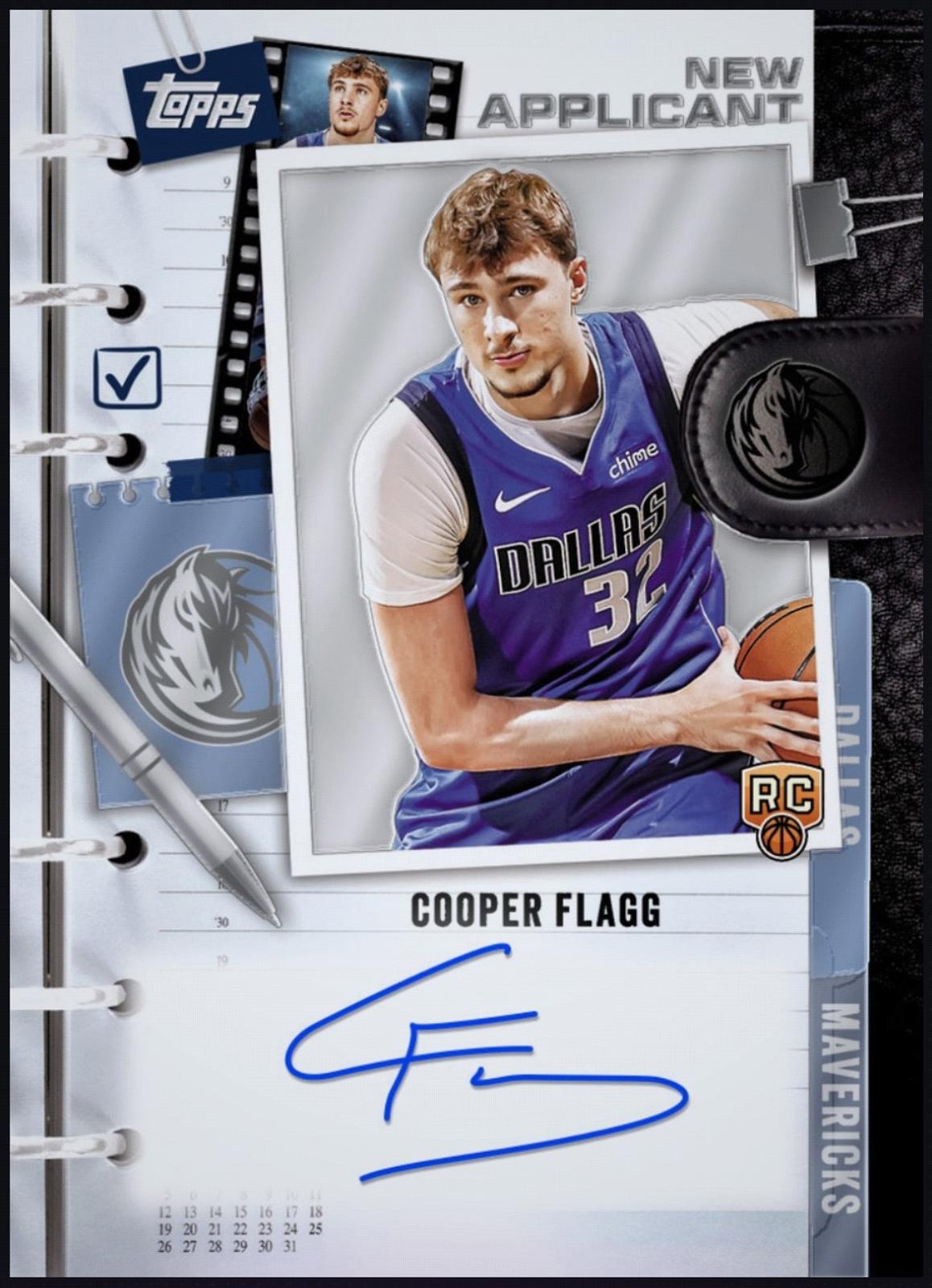 2026 Cooper Flagg Rookie Autograph Rare Topps New Applicant Basketball Card