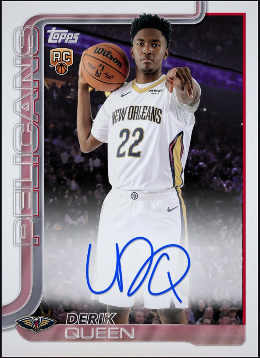 High-resolution 2026 Derik Queen Rookie Autograph Topps Flagship RC Card