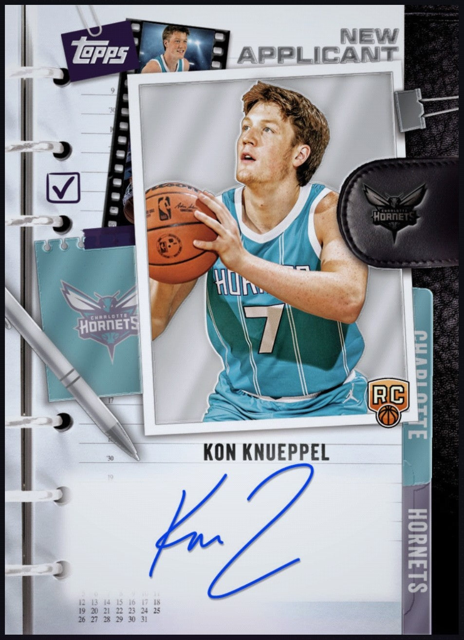 Next Day Free Shipping & Shipped from USA 2026 Kon Knueppel Topps New Applicant Autograph Rookie Rare RC Redemption Card.